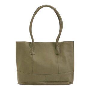 AMERILEATHER Olive Leather Triple Compartment Tote